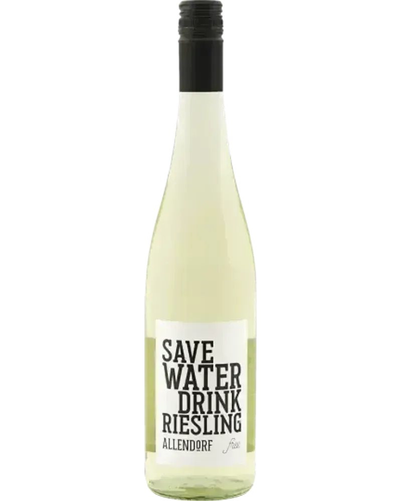 Save Water drink Riesling alcoholvrije Wit wijnfles